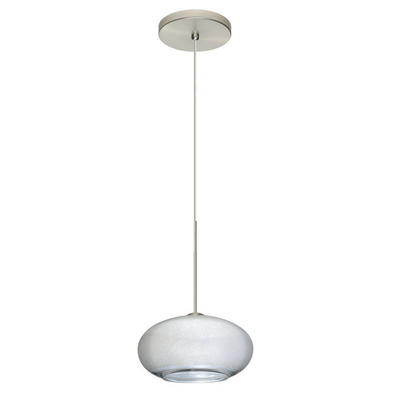 Luminaire suspendu sphère 1 lumière Birkdale, Nickel satiné, Feuille d’argent