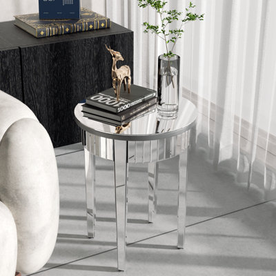 Roddey Glass Mirrored End Table