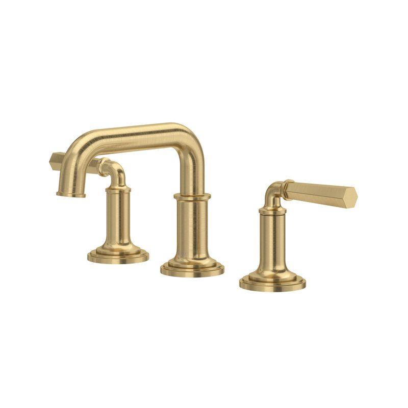 San Giovanni Widespread Lavatory Faucet With U-Spout, Antique Gold