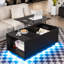 Table basse à plateau relevable avec station de charge et lumière DEL RVB, compartiment caché-772118800