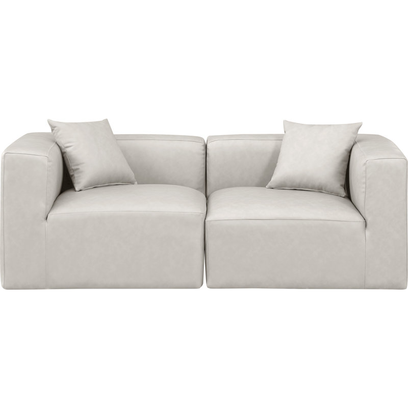 Canapé modulaire 2 pièces rembourré, Cuir crème végétalien