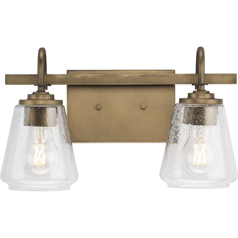 Aged Bronze 2-Light Vanity with Seeded Glass Shades