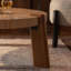 Table basse ronde à chevrons 36,61 po - Bois massif et panneau de fibres à densité moyenne rustique avec pieds fuselés et finition en bois vieilli pour le salon