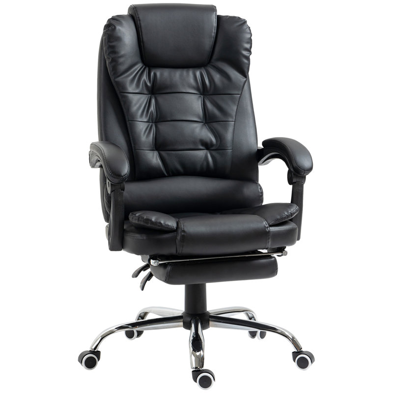 Fauteuil de bureau ergonomique, cuir synthétique noir, hauteur de siège réglable et soutien lombaire, support de bureau confortable, poids du produit: 43,69 lb