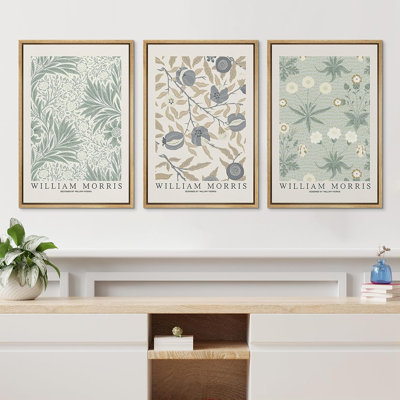 IDEA4WALL Canvas Print Wall Art Set William Morris Flower Market Exhibition Poster Nature Wilderness Illustrations Modern Art Decorative Floral Botanical Minimal For Bedroom