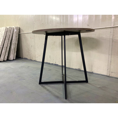 31.5 Inch Round Dining Table, Small Circle Kitchen Table with Metal Black Legs for 2-4 people,Modern Dining Room Table, Brown (only table)