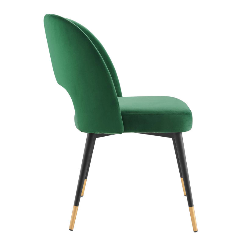 Emerald Velvet Upholstered Side Chair with Metal Legs