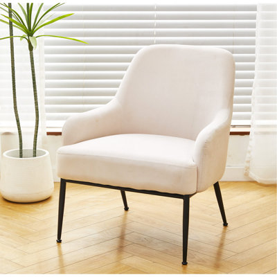 Fauteuil d'appoint en velours bleu, fauteuil rembourré moderne avec pieds en métal, chaise d'appoint confortable pour la chambre à coucher du salon