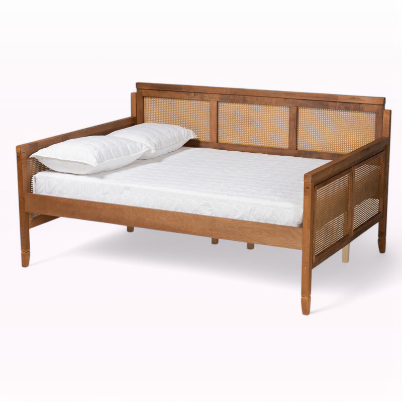 Flair Full Size Synthetic Rattan Daybed with Walnut Finish, 41.25'' H X 78.09'' W X 55.77'' L, Full, None