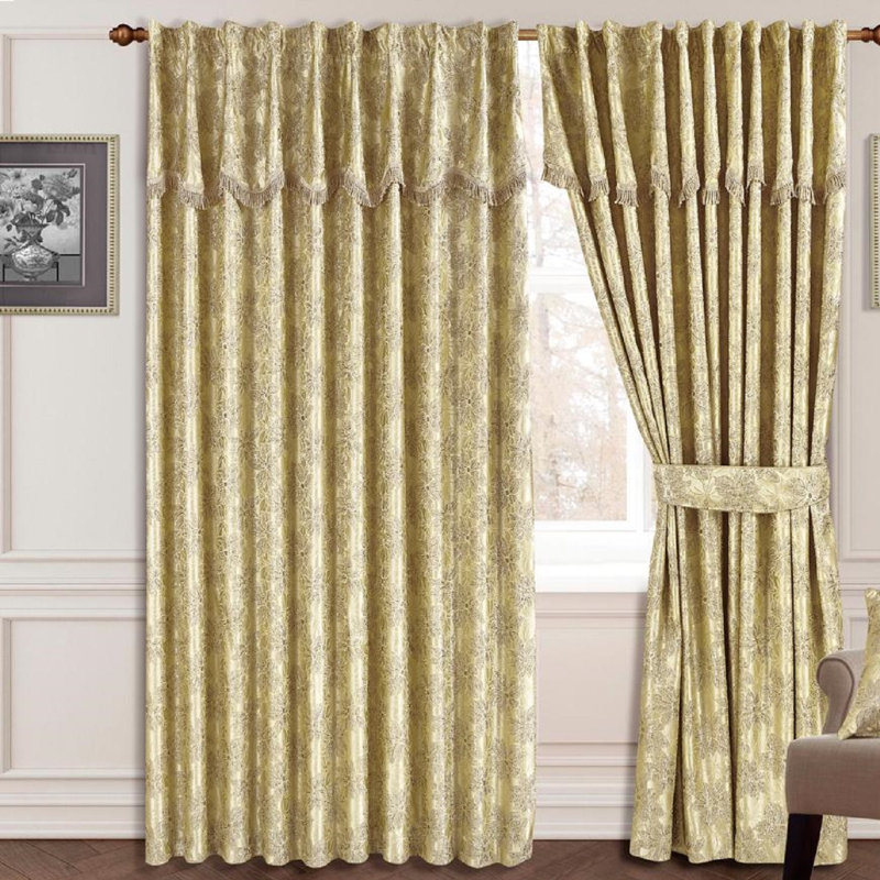 Dunaway Room Darkening Curtain Pair, 168cm Width x 183cm Drop, Gold