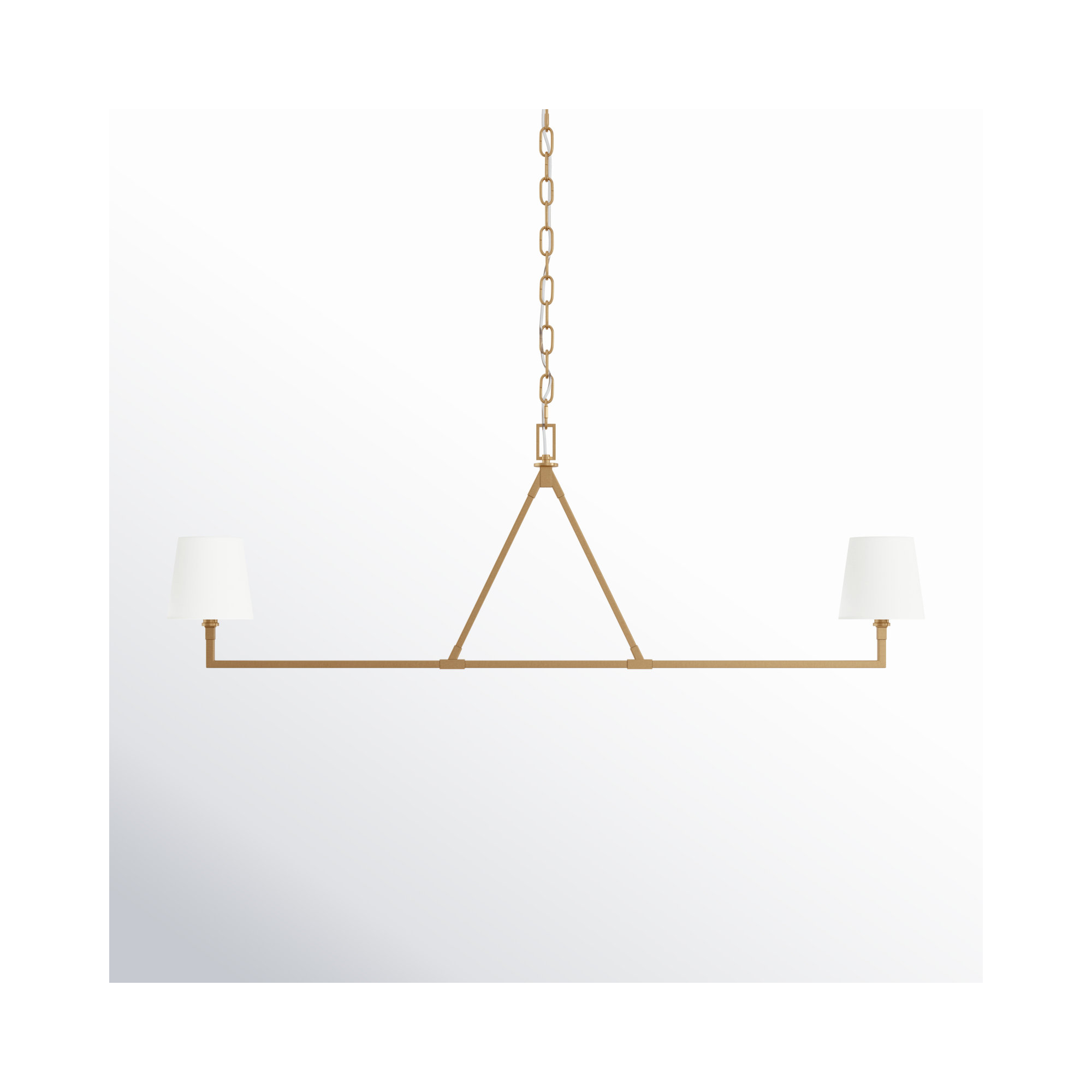 2 - Light Metal Dimmable Linear Chandelier, Burnished Brass