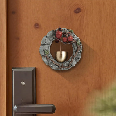 Sonnette magnétique pour ouverture de porte - Statue de cardinal de style couronne de Noël avec cloche en laiton, décoration de porte pour entrée, mur, magasin, réfrigérateur, jardin - idéale pour une pendaison de crémaillère ou un cadeau (brun)