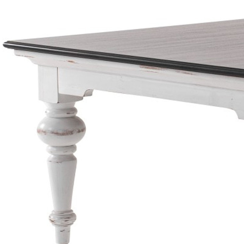 Table basse 39 po carrée en bois brun et blanc patiné