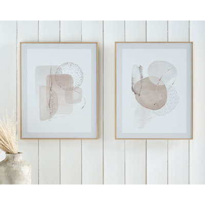 S/2 Natural Abstract Canvases - 2 Piece Single Picture Frame Set on Canvas