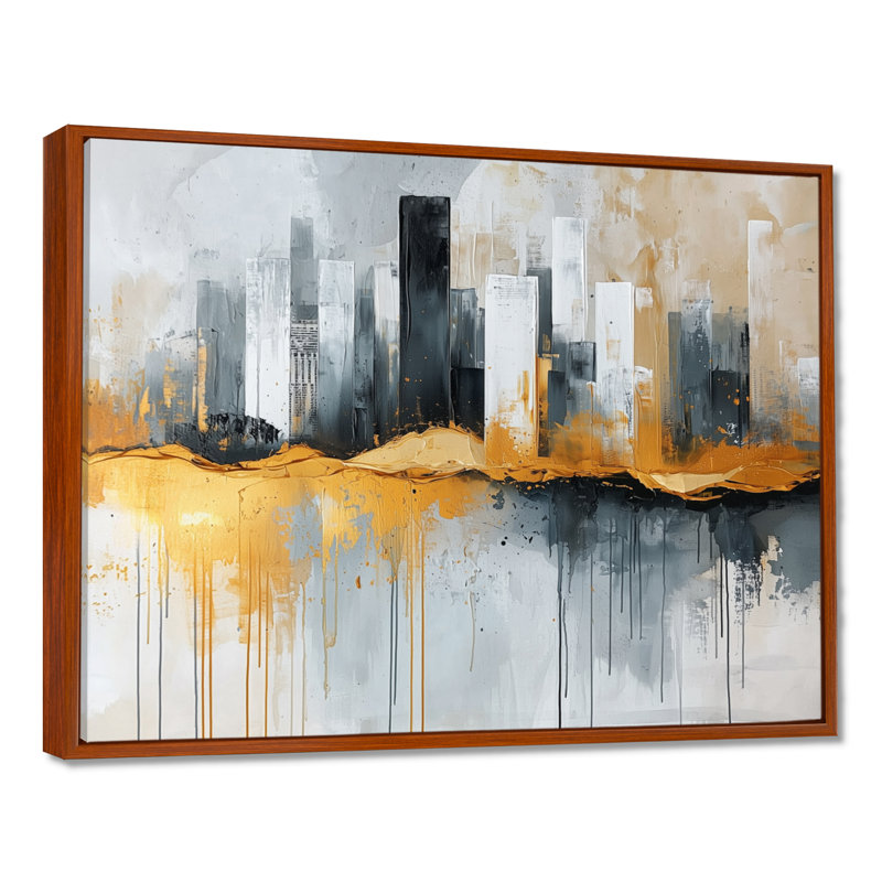 Letendre - Cityscapes Wall Art, Brun, H 12 po x l 20 po, Cadre flottant