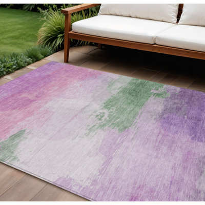 Tapis lavable abstrait vert lilas 8 pi x 10 pi lavande et vert