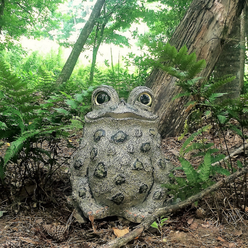 Large Natural Brown Resin Whimsical Toad Garden Statue