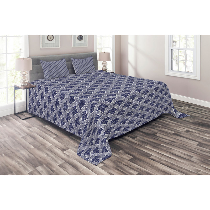 Polyester Geometric Shapes Coverlet, King Bedspread + 2 Shams