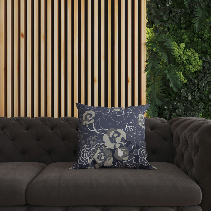 Coussin décoratif réversible Regal Rose Retreat, H 16 po x l 16 po, Bleu / gris