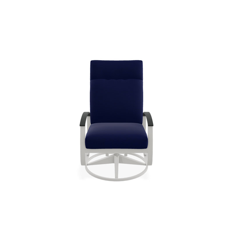 Belle Isle Outdoor Rocker Chair, Blue/White Stripe, Classic Graphite P30, Textured Snow