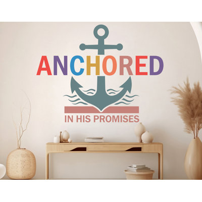 Anchored in His Promises, Religious Wall Sign, Christian Wall Words, Church Sanctuary Wall Art, Church Wall Decor, Religious Wall Art 1133DRS