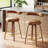 26" Faux Leather Swivel Bar Stools With Bent Wood Legs  (Set Of 4)-743588887