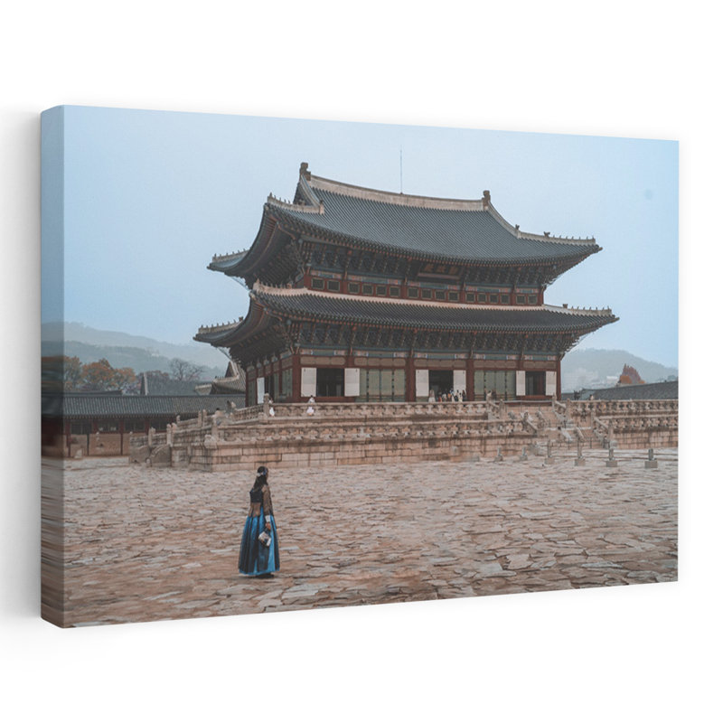 Palais coréen, Hanbok, scène contemporaine, impression d'art mural, 40" H x 60" W
