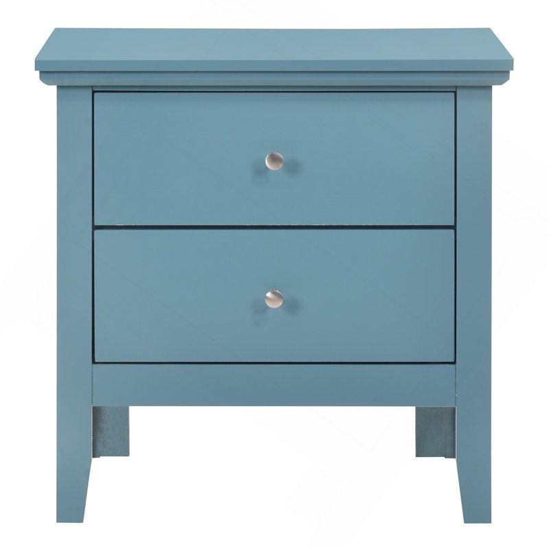 Teal Elegance Nightstand With Drawers, Teal