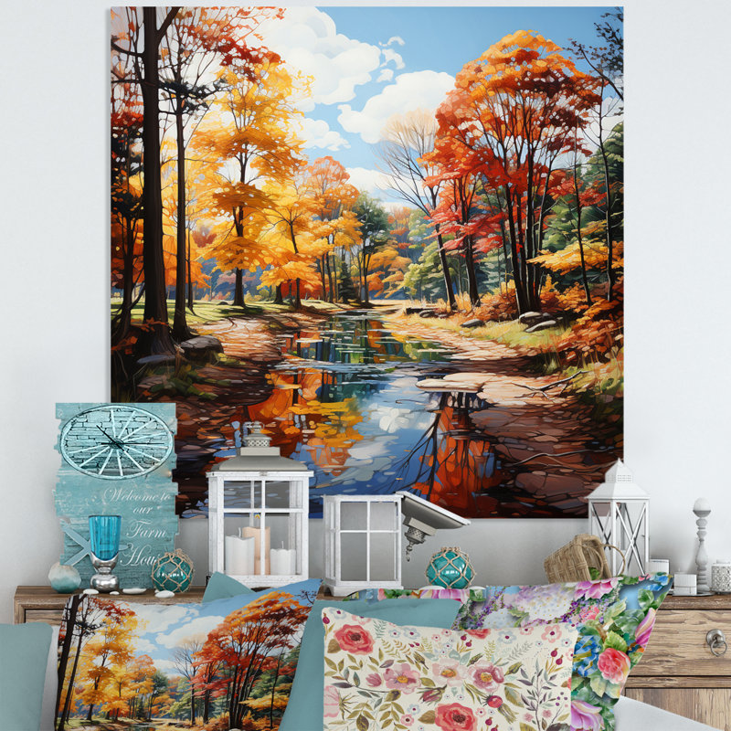 Allemagne, automne en orange I, reproduction sur cadre non encadrée, H 16 po x l 16 po x P 1 po