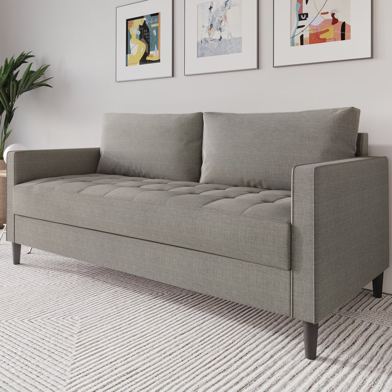 Canapé à accoudoirs carrés 74,60 po Newquay, 100 % polyester gris
