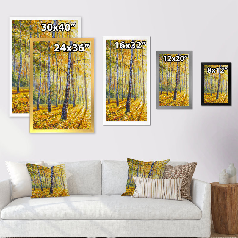 Chemin vers la forêt de bouleaux - décoration murale traditionnelle en toile, H 40 po x l 30 po x P 1,5 po