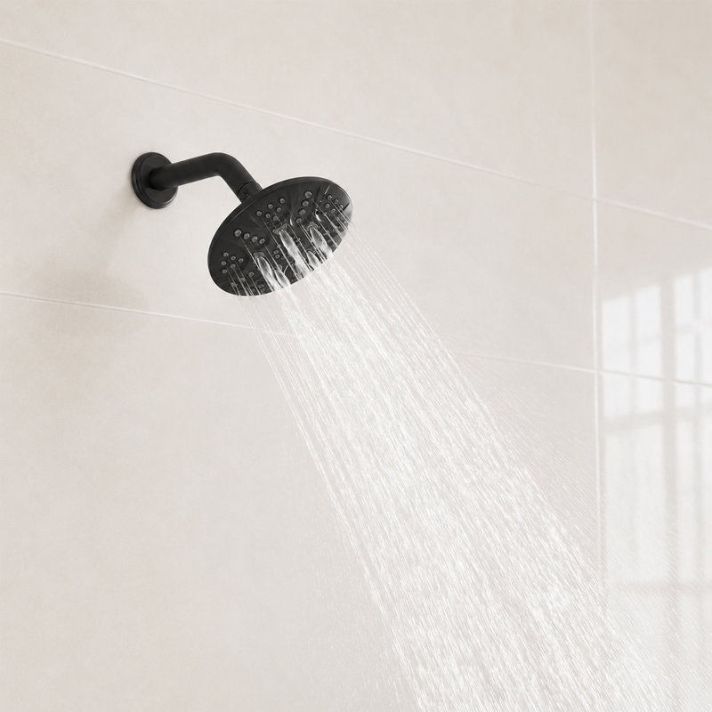 Nova 6 in. 5-Spray Round Fixed Shower Head, Matte Black