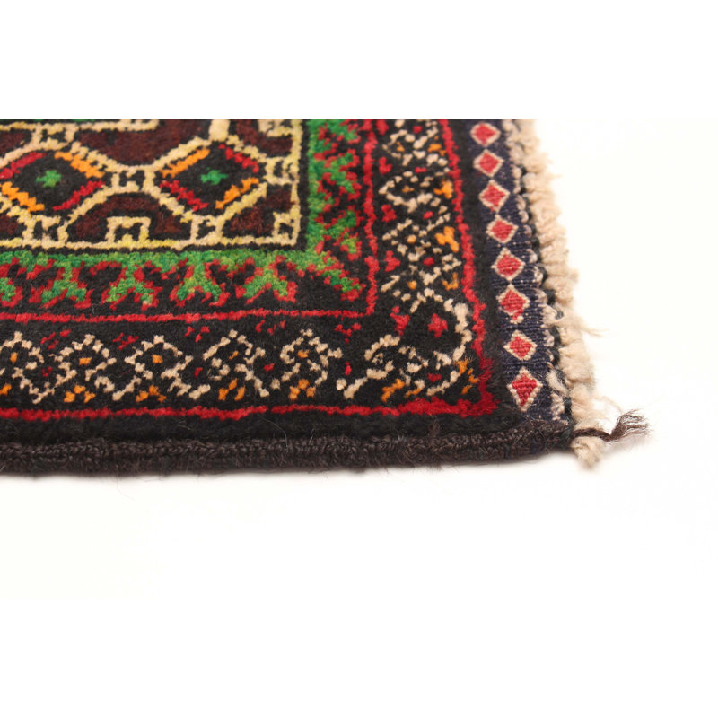 Tapis rouge foncé Teimani 3 pi 9 po x 6 pi 11 po