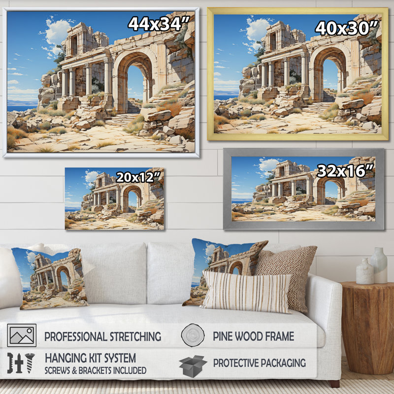 " Greece Eternal Delos I ", H 34 po x l 44 po, Cadre doré à une seule photo