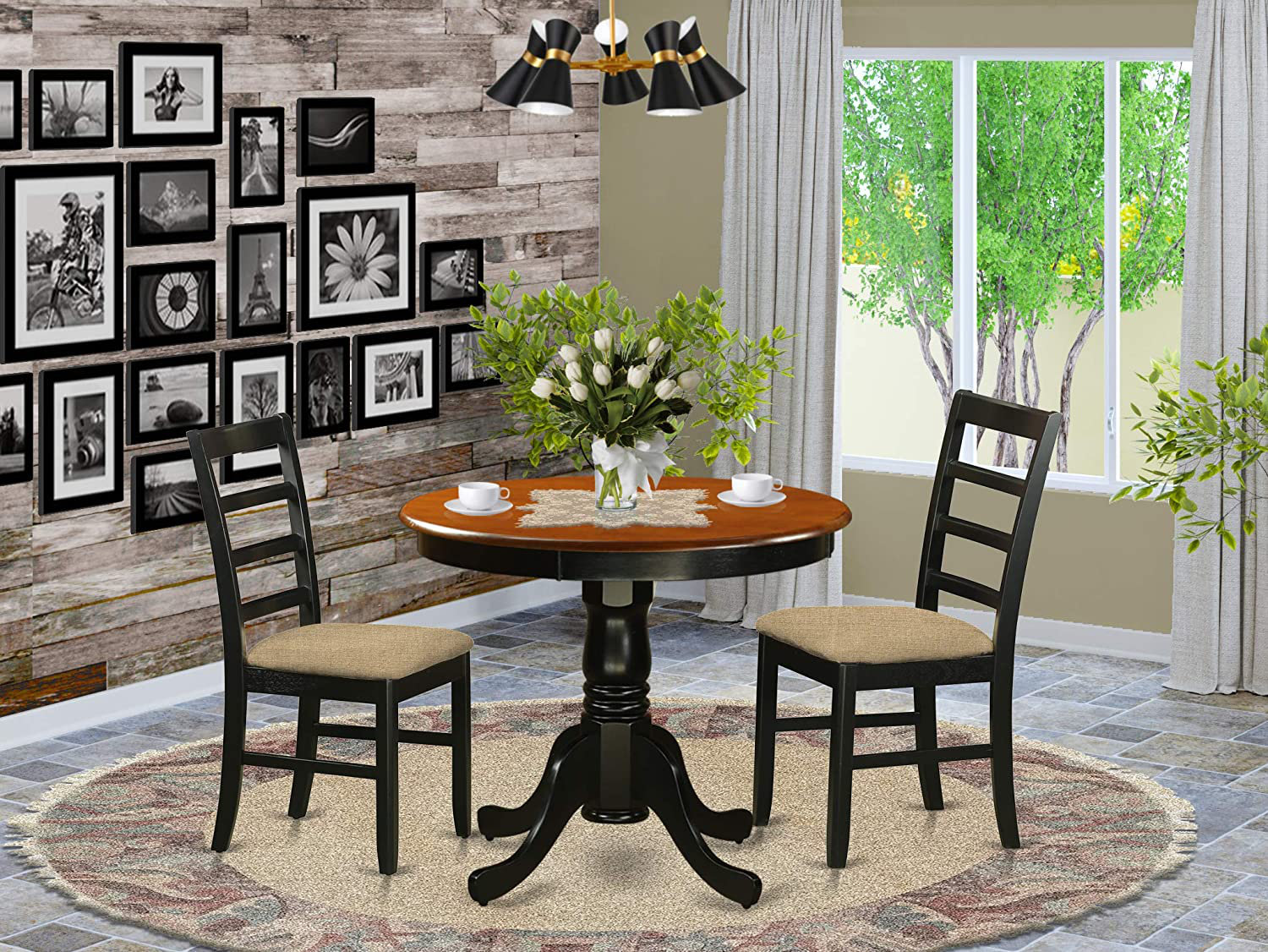 Rosalind Wheeler Funon 3 - Piece Rubberwood Solid Wood Dining Set | Wayfair