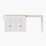 74.5 inch Kitchen Island with Extendable Dining Table , Rolling Kitchen Island on Wheels with Spice Rack and 2 Drawers, Kitchen Storage Cart with 4 Door Cabinet