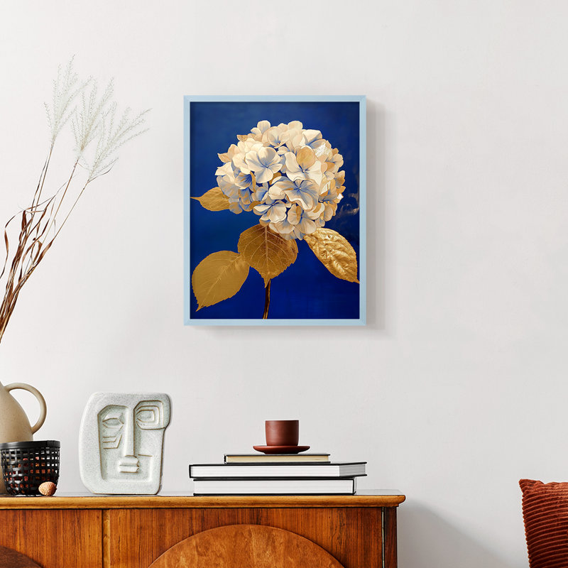 Série FLORAL Lxxxviii - reproduction encadrée de qualité supérieure - prête à être accrochée - aucun clou requis, Bleu