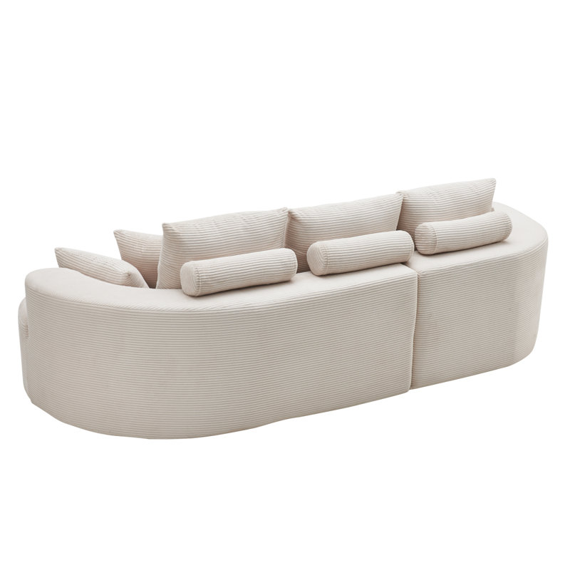 Boneless 106 In. 2 Piece Fabric Cloud Curved Sectional Boucle Sofa,Chaise Lounge, Gray Fabric