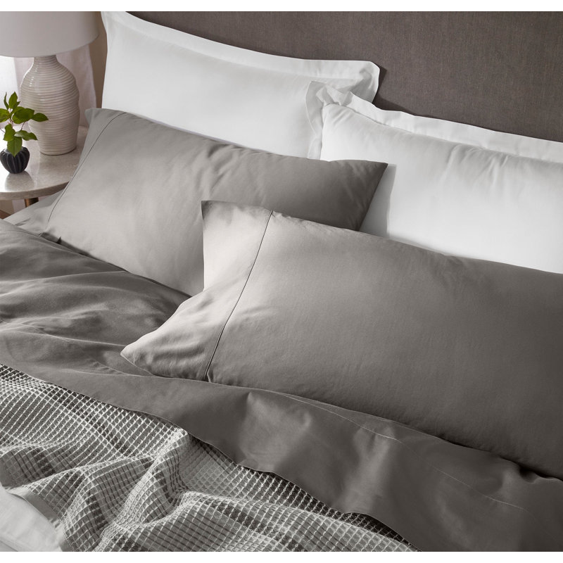 Signature Hemmed Sheet Set, Stone, King Sheet Set with 2 Pillowcases