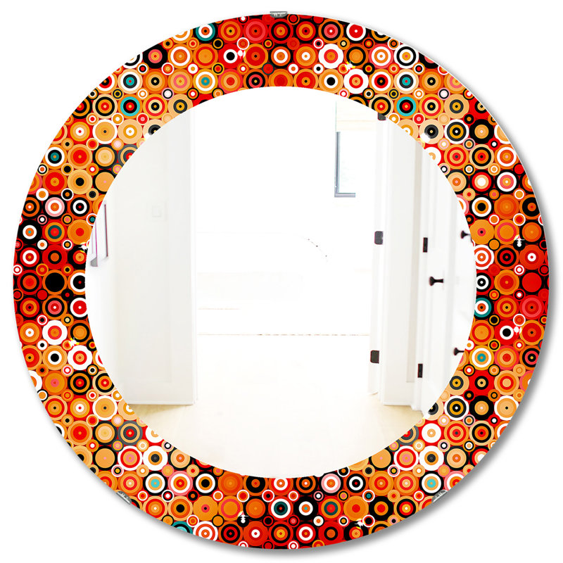 Miroir d'appoint moderne style disco avec pois et cercles, H 31,5 po x l po, À pois