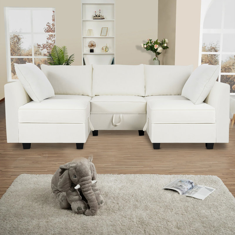 Canapé modulaire Korhan, Duvet blanc