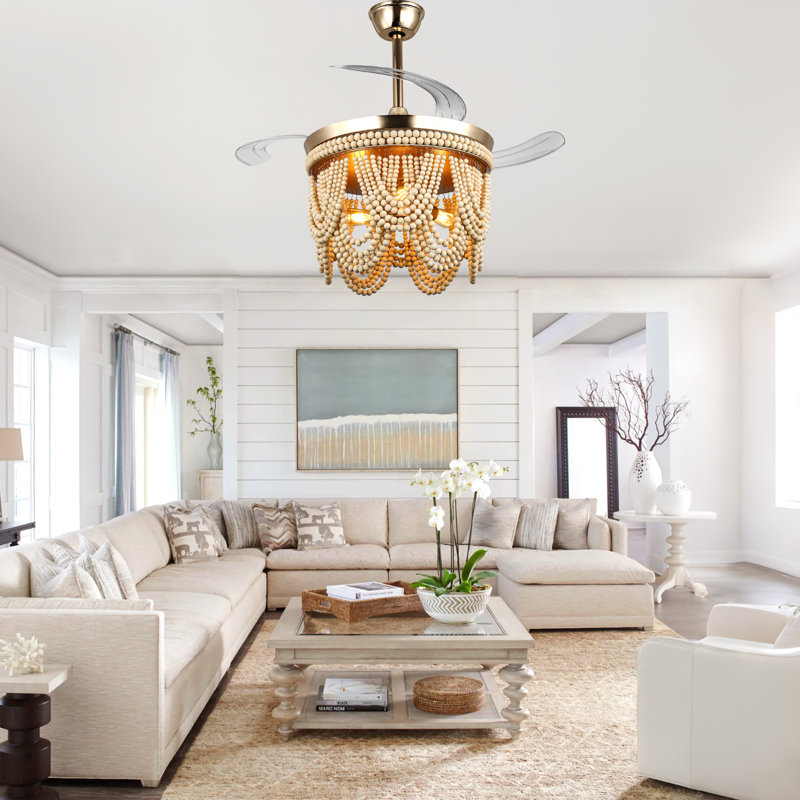  Ventilateur de plafond 42 po rétractable BoHo Gold, Doré