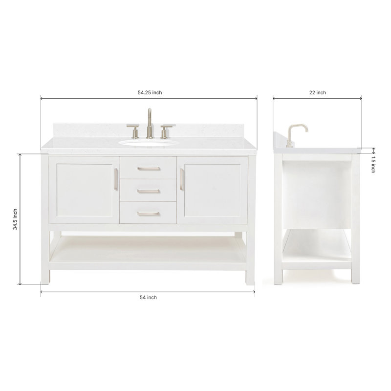 Bayhill Single Vanity, White, 54"
