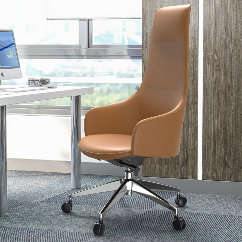 Philemol Tall Leather Office Chair with Headrest – Executive Desk & Conference Seating with Lumbar Support, Adjustable Height, Recline & Swivel