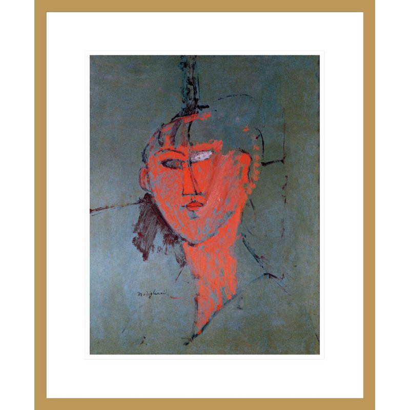 «The Red Head» par Amedeo Modigliani - estampe numérique encadrée, H 21,35 po x l 17,75 po