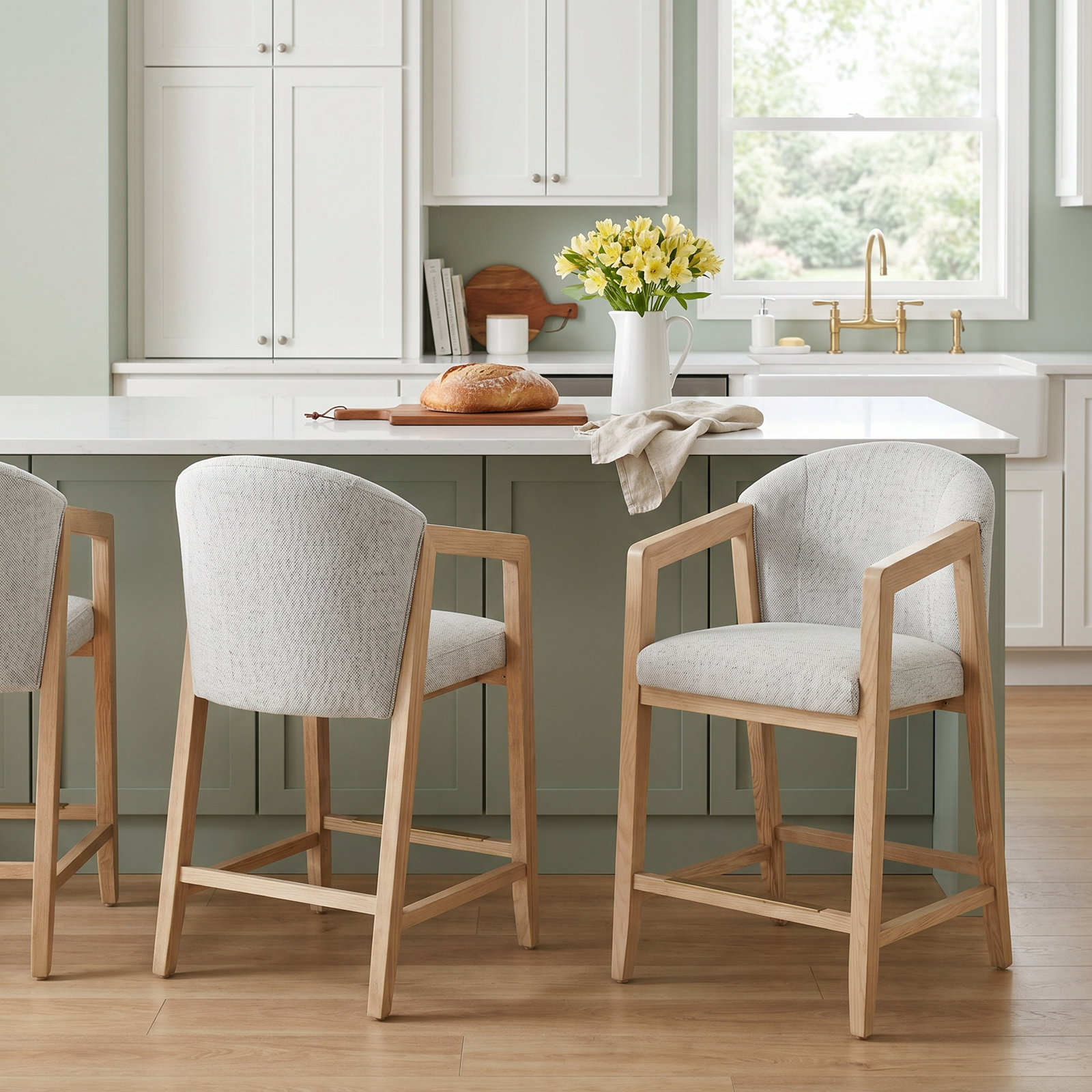 Dodson 26" Bar Stool, Prestige Ivory Basketweave Seat/ Ivory Frame