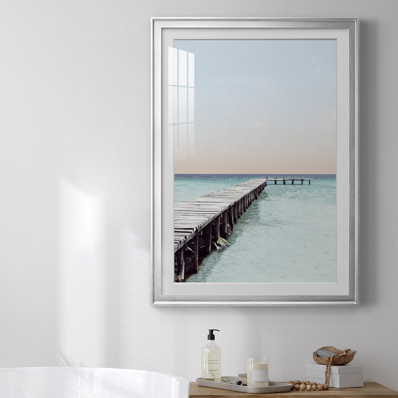 «La Playa», reproduction encadrée de qualité supérieure, prête à être accrochée, H 36,5 po x l 26,5 po, Argent