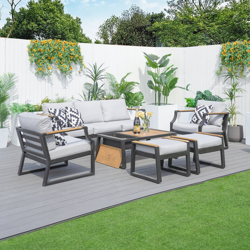 Betzaira 7 - Person Patio Conversation Set with Cushions