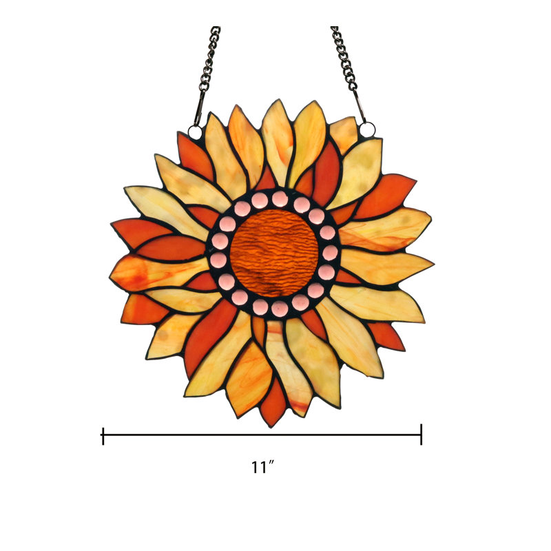 Floral Plants & Flowers Window Panel, Orange