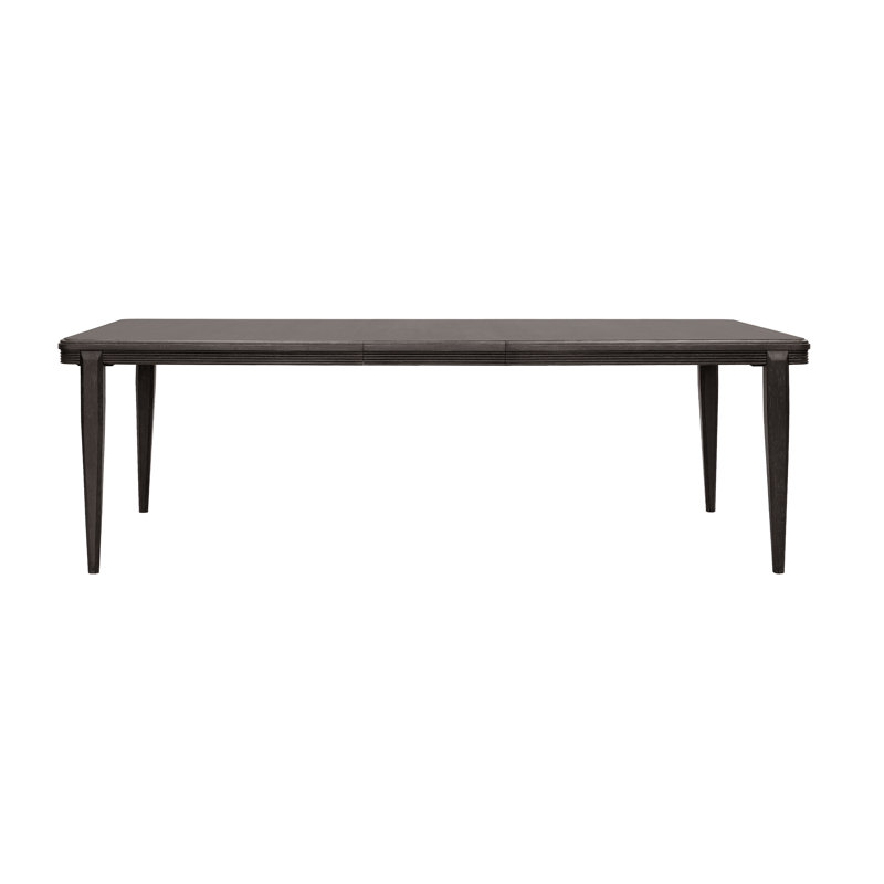 Brown Wood Extendable Rectangular Dining Table with Tapered Legs